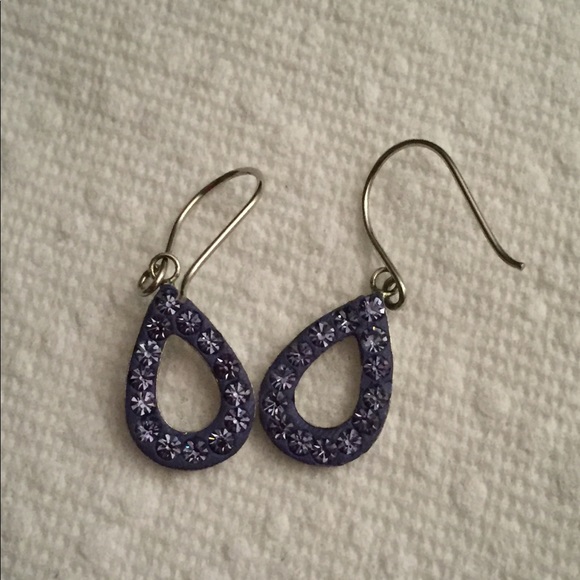 Periwinkle crystal 925 sterling silver dangle earrings - Picture 3 of 7